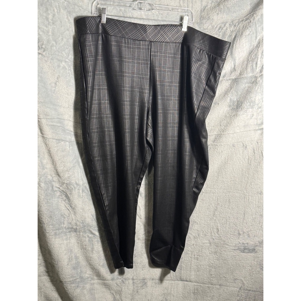 Torrid Plaid Ponte Pants‎ Black NWT Women's Size 26 Faux Leather Look